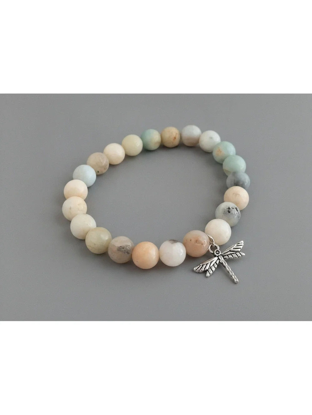 Dragonfly Bracelet, Washed Stone Bracelet, Unique